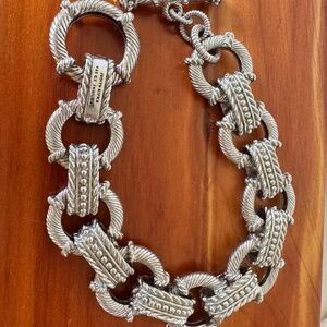 Judith Ripka Sterling Silver Chain Link Bracelet with Toggle Clasp Never Worn